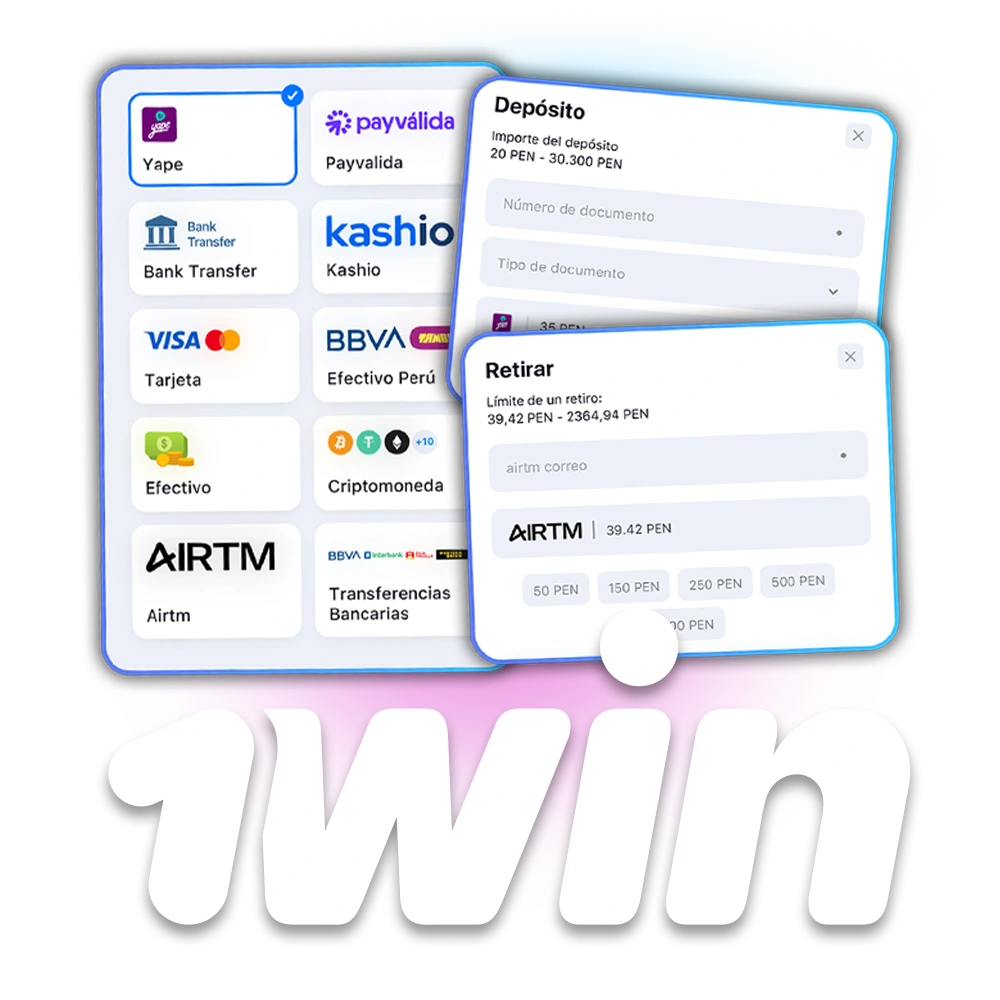 Consulte los métodos de pago disponibles en 1Win.