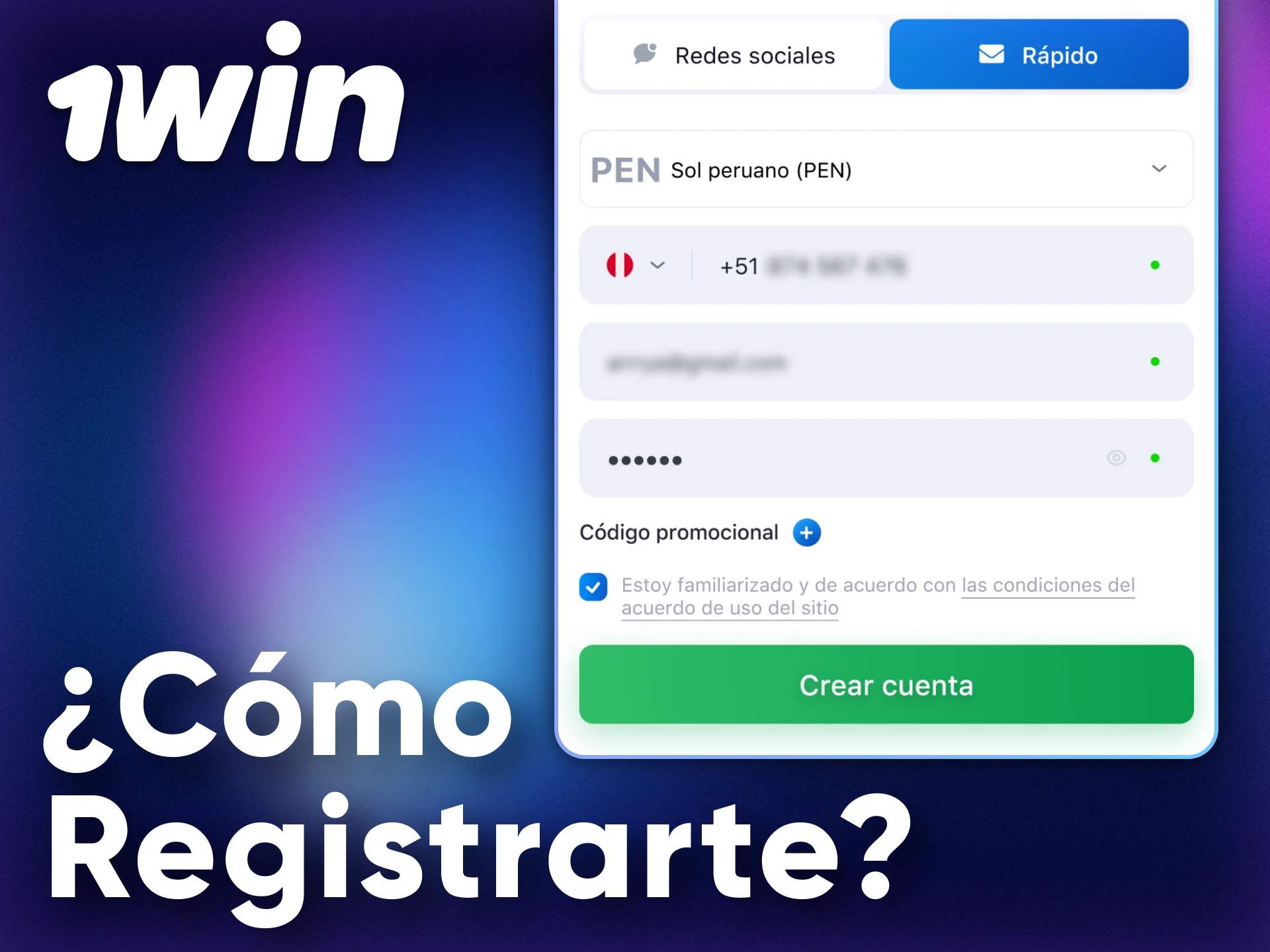 Regístrese fácilmente y empiece a ganar en el casino 1Win.