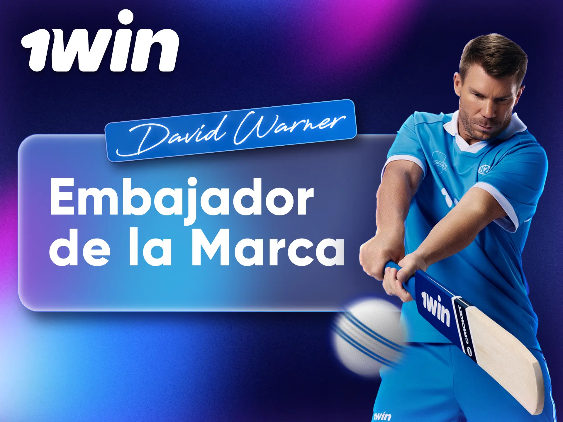 El embajador mundial de la marca 1Win es el jugador de críquet David Warner.