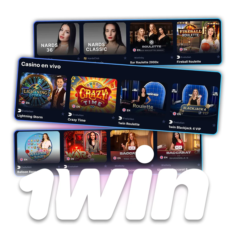 Intente ganarle la mano al crupier en la sección de casino en vivo de 1win.