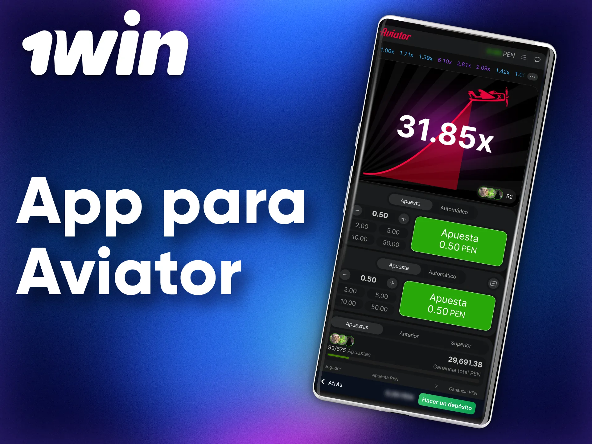 Descarga la aplicación móvil de 1Win para disfrutar del juego Aviator en cualquier lugar.