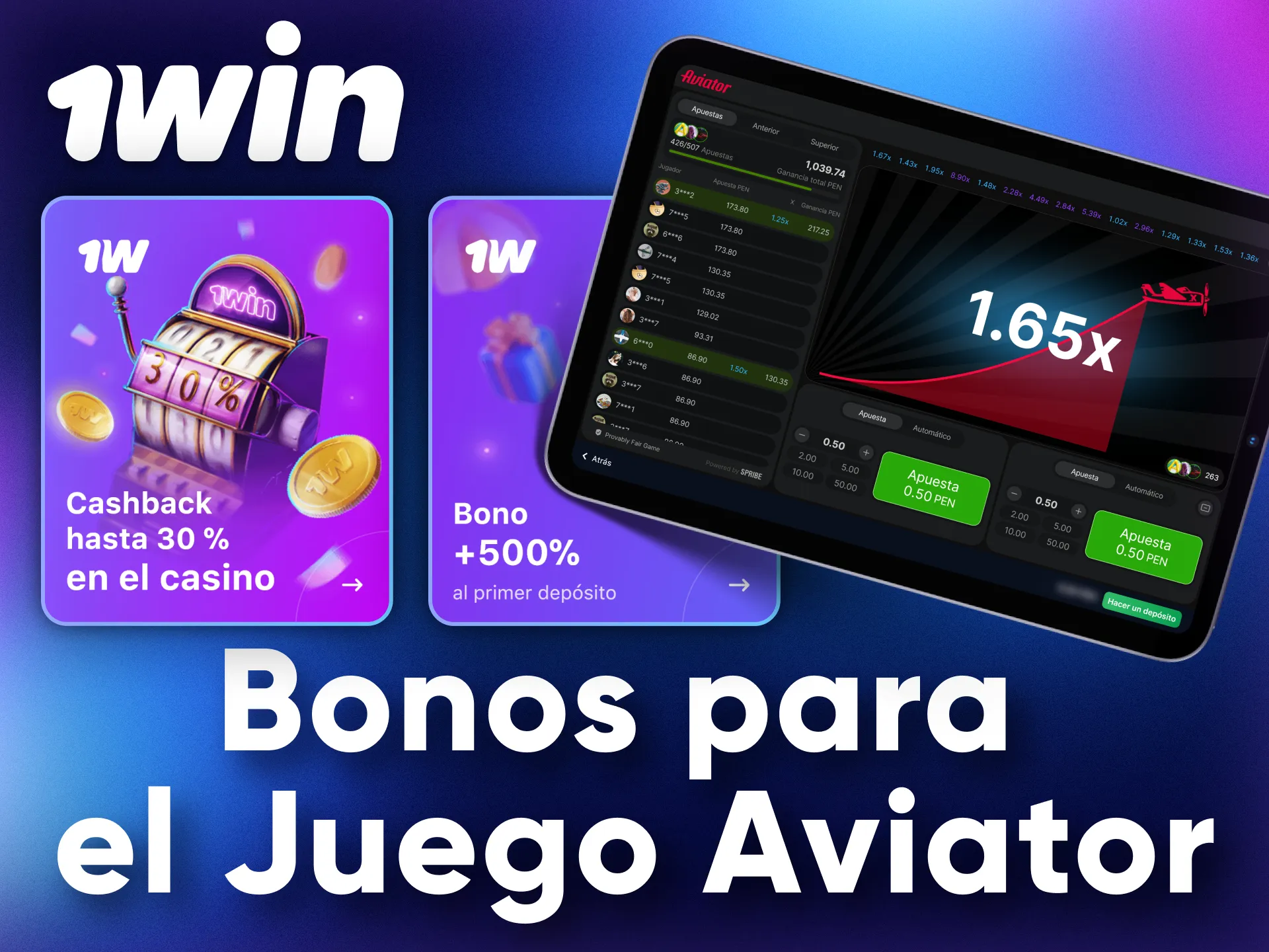 Echa un vistazo a las ofertas de bonificación de 1Win para el juego Aviator.