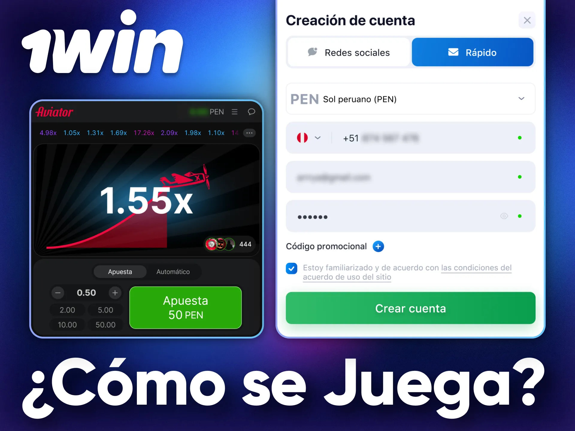 Empieza a ganar en el juego Aviator Crash en el casino en línea 1Win.