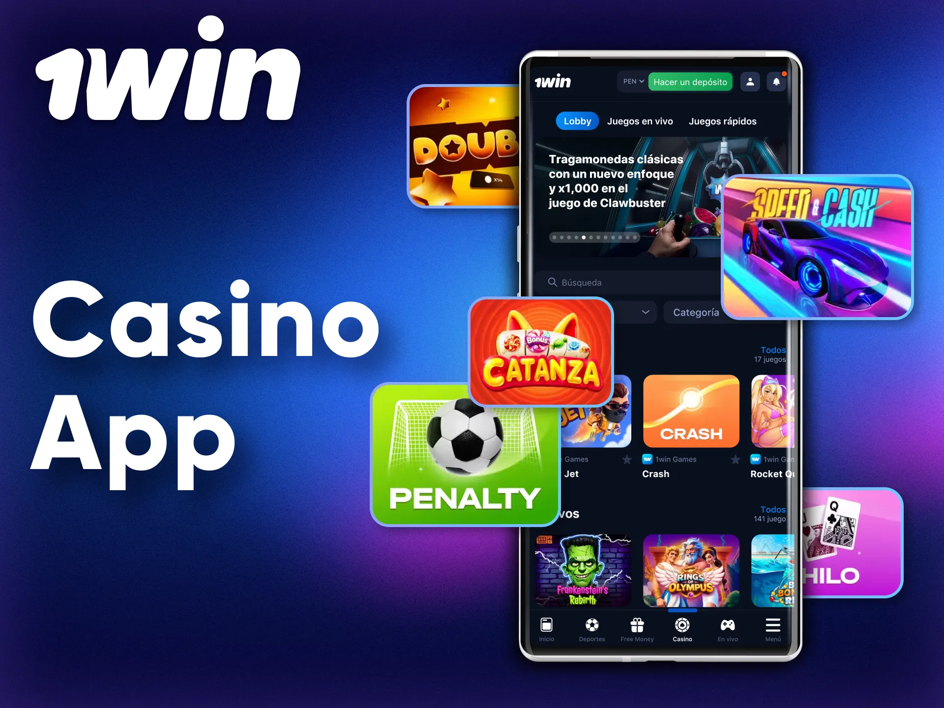 Accede a los juegos de casino desde tu dispositivo móvil con la app de 1Win.