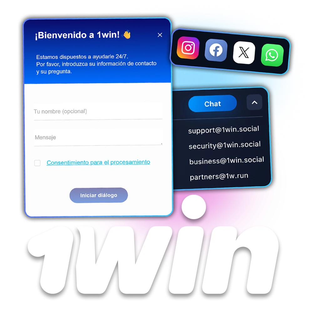Explore las formas de ponerse en contacto con el equipo 1Win.