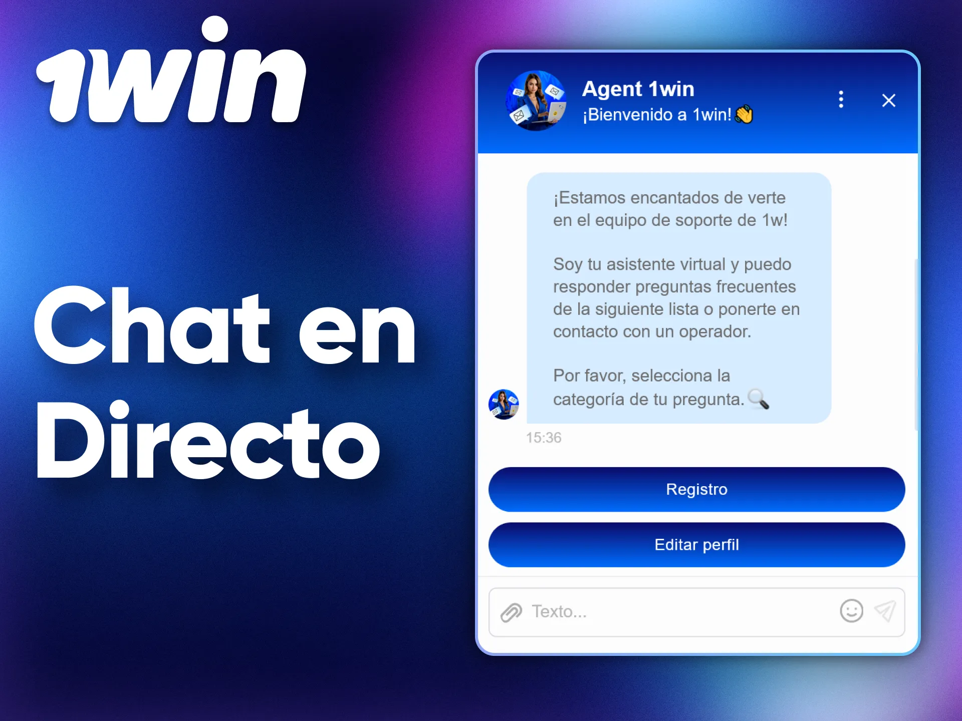 Usa el chat en vivo de 1Win para una ayuda rápida y sin complicaciones.