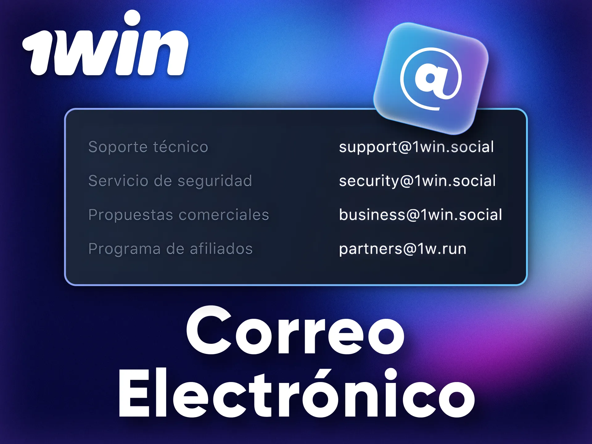 Puedes contactar al equipo de soporte de 1Win vía email en cualquier momento del día.