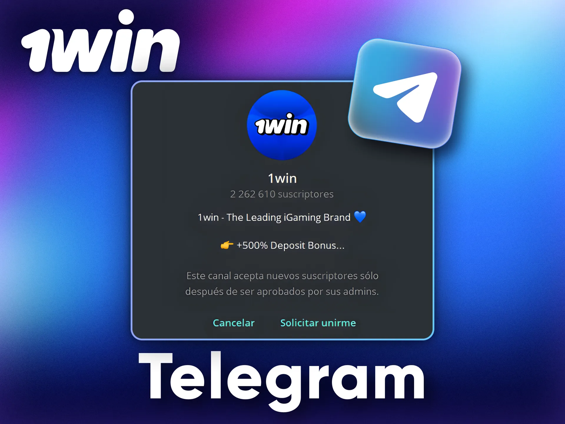 Únete al canal de Telegram de 1Win para que te respondan tus preguntas.
