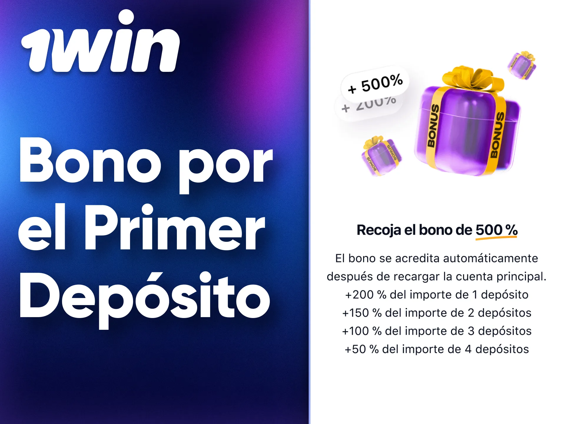 1Win tiene una oferta de bono muy generosa para el depósito inicial.