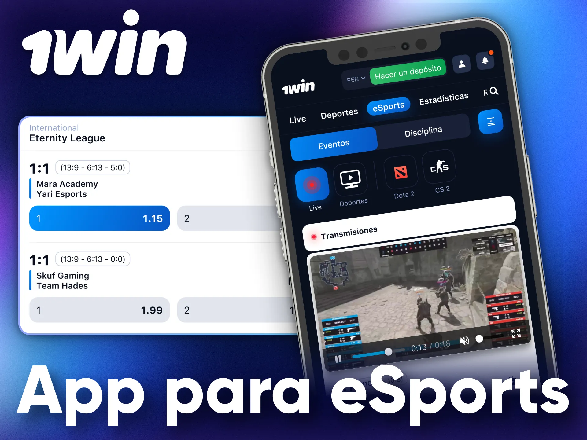 Disfruta de la app móvil de 1Win y apuesta en eSports dondequiera que estés.