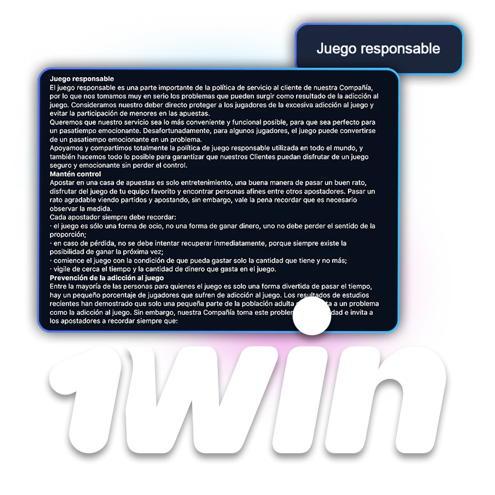 1Win te anima a jugar al casino de forma responsable.