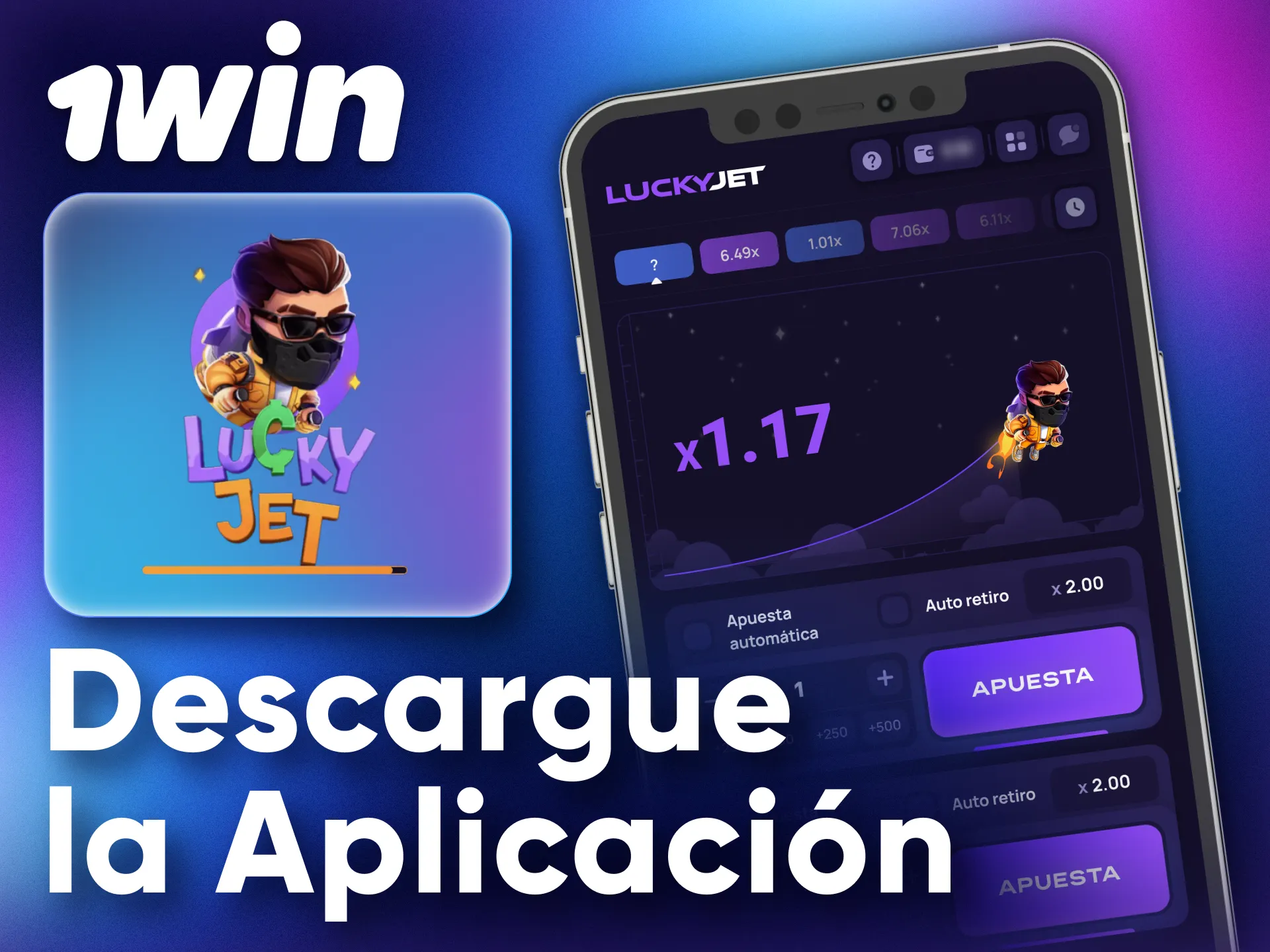 Juega a Lucky Jet en tu teléfono con la aplicación móvil 1Win.