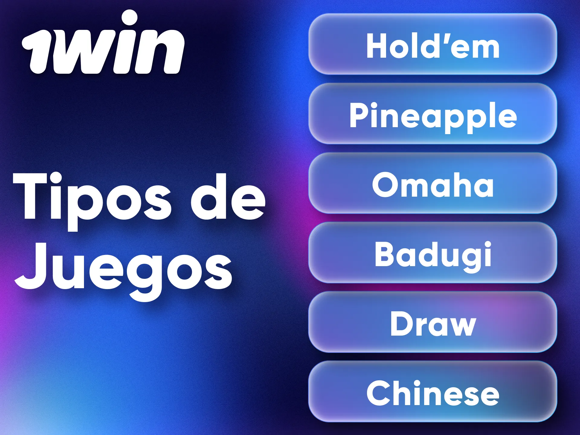 Encuentra el juego de póker que prefieras en 1Win.