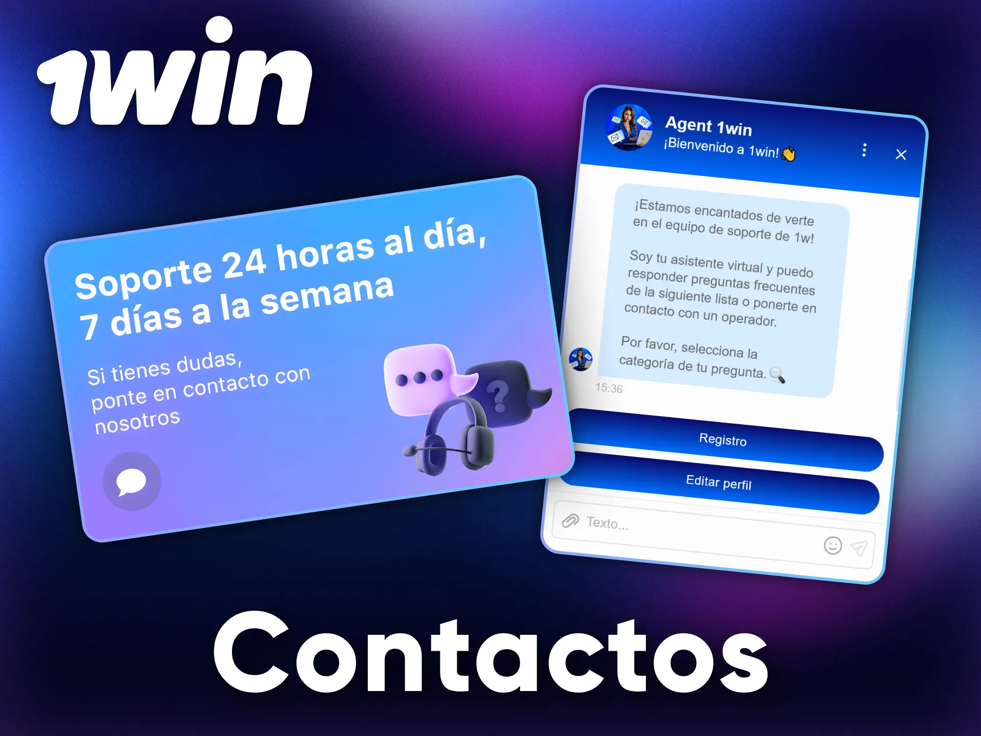 El equipo de asistencia de 1Win está disponible para ayudarle durante todo el día.