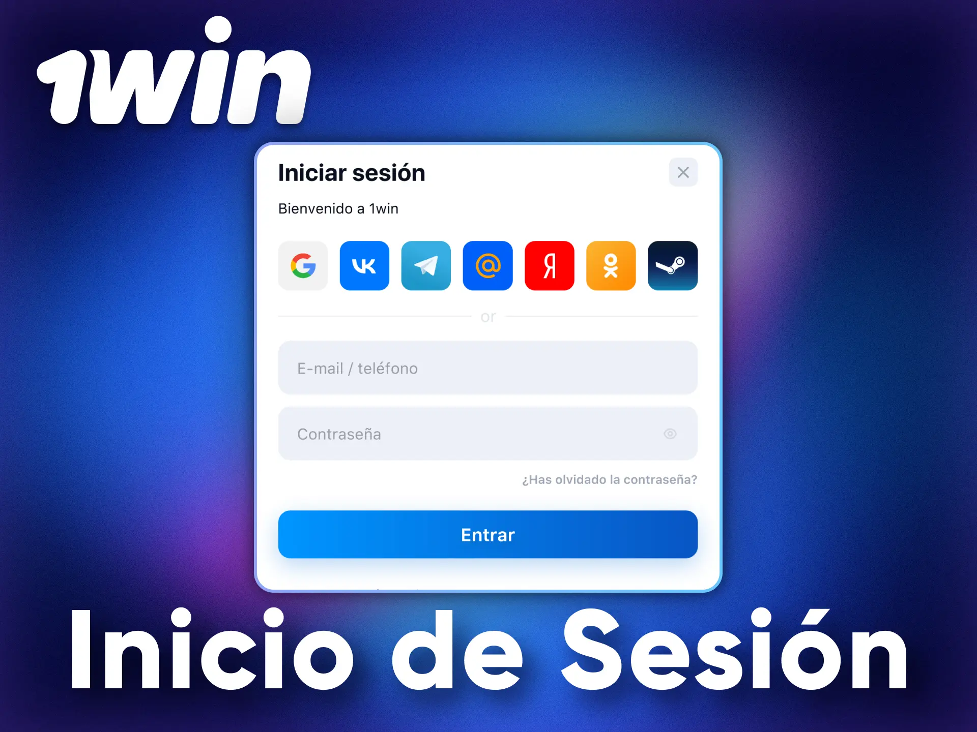 Inicie sesión en su cuenta 1Win en cualquier momento y en cuestión de segundos.