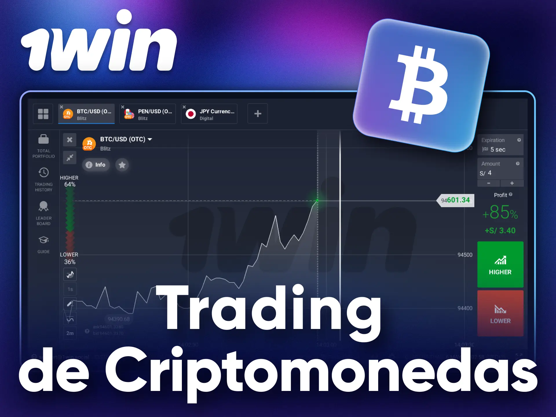 Pruebe usted mismo en el comercio de criptomonedas en una sección especial de 1Win.