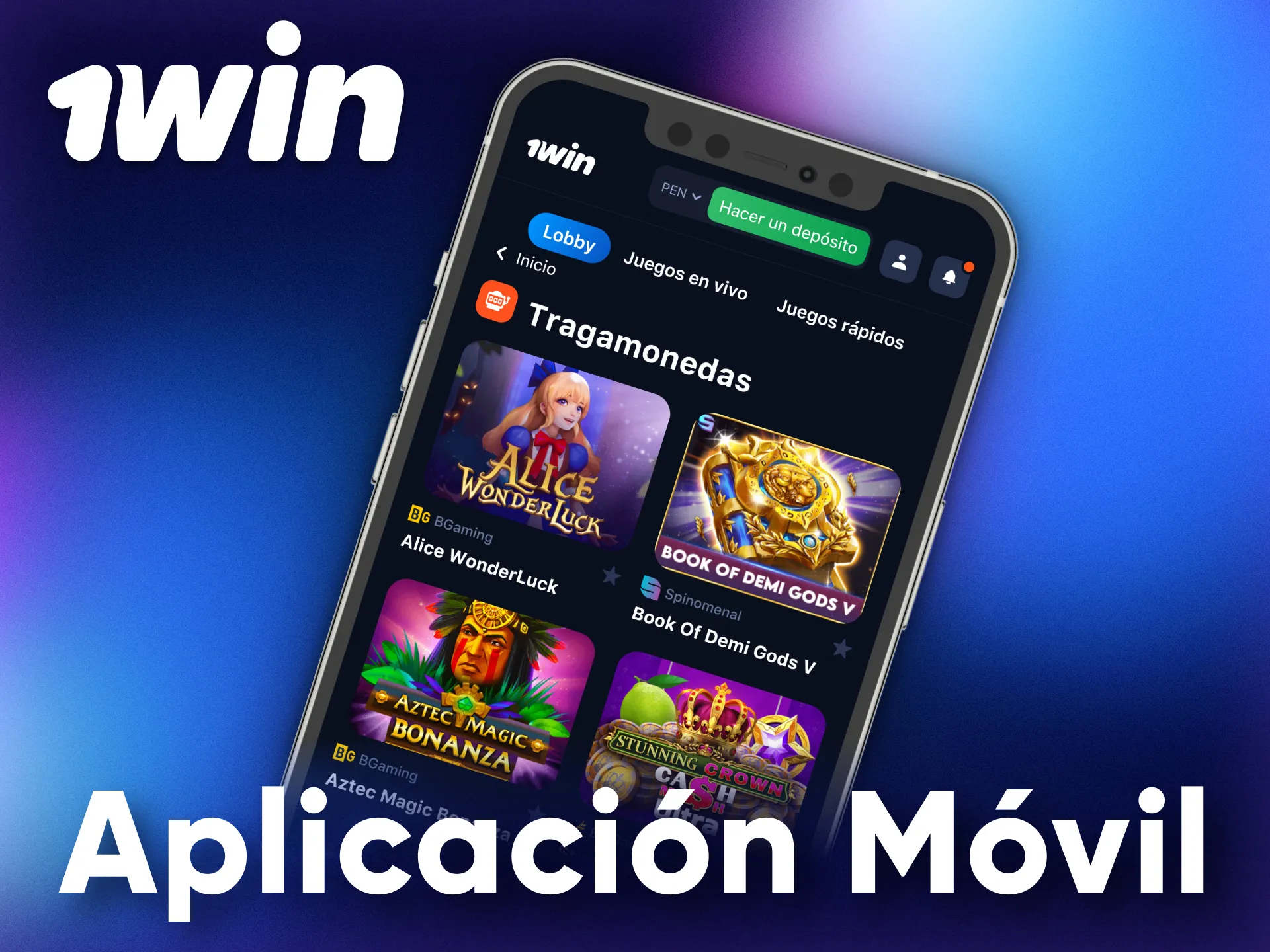 Juega a las tragamonedas dondequiera que estés con la aplicación móvil de 1Win.