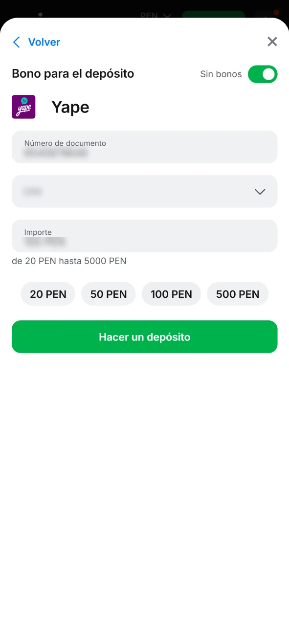 Debe recargar el saldo de su cuenta 1win.